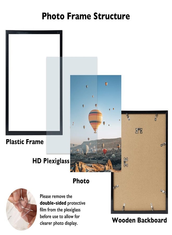 JCJMY 12x17 Black Picture Frame Set of 2, Horizontal and Vertical Formats for Wall Hanging, 12 x 17 Wall Gallery Poster Photo Frames with Shatter Resistant Plexiglass, 2 Pack, Black - Image 2